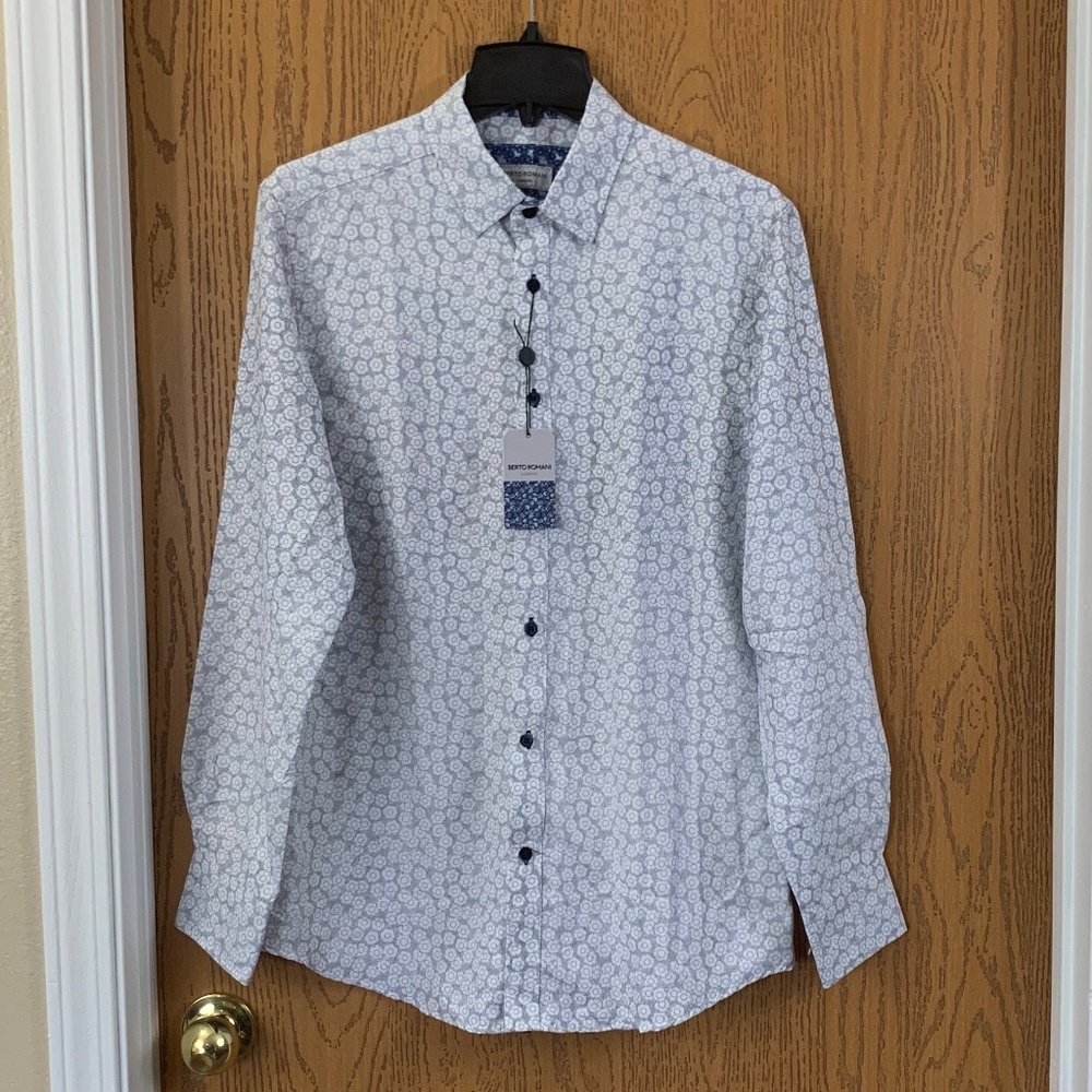 Berto Romani Slim Fit Long Sleeve Dress Shirt - L